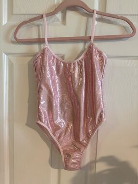 NWT LESLIE AMON Bella One-piece Swimsuit in Metallic-nylon Pink Size Small